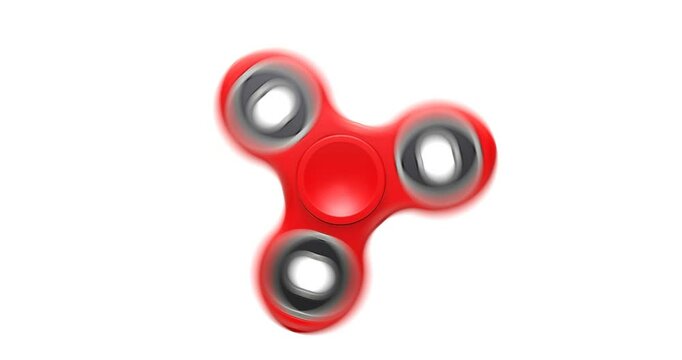 Red fidget spinner stress relieving toy - 3D animation seamlessly loopable

