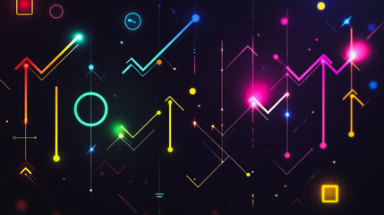 Abstract black background with Colorful geometric  lines. Digital future technology . Abstract business connection of lines from nodes innovation of communication in the network.