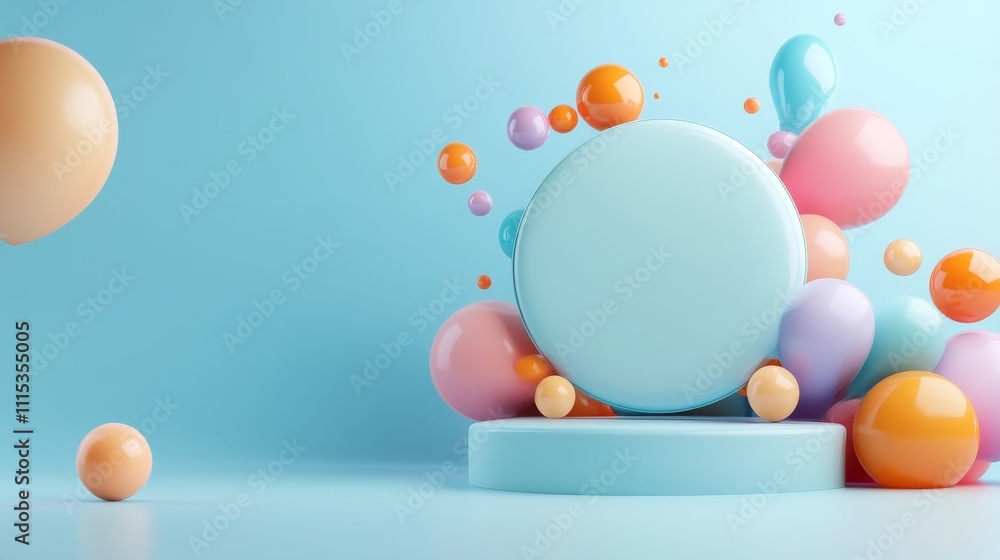 Poster colorful 3d model with empty space and background for display purposes