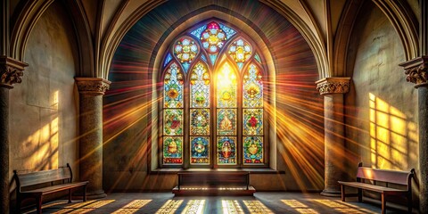 Obraz premium Light shining through a stained glass window in a beautiful old church