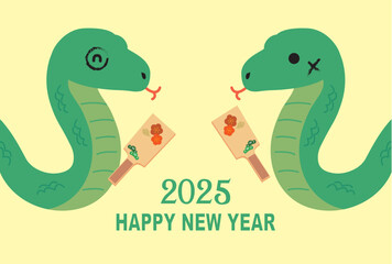 Fototapeta premium 年賀状 2025年 巳年 