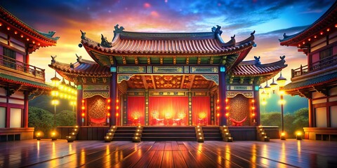 Fototapeta premium 3D Chinese Style Stand Stage High Depth of Field