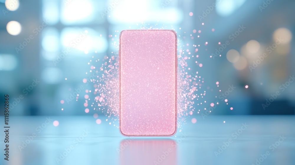 Aufkleber Futuristic Smartphone with Holographic Display in Bright Modern Setting