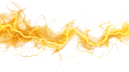 yellow electricity lightning isolated on a transparent background