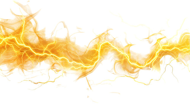 yellow electricity lightning isolated on a transparent background