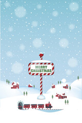 Christmas Snowing Town Background with small village