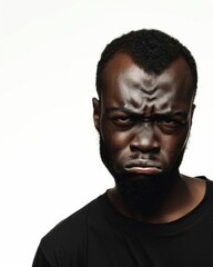 Obraz premium A man with a serious expression against a plain background.