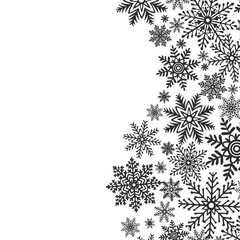 Snowflakes template wave postcard. Horizontal frame with copy space. Vector graphic illustration for Christmas or New Year. Ice stars for winter holiday design Isolated clipart for web design, print.