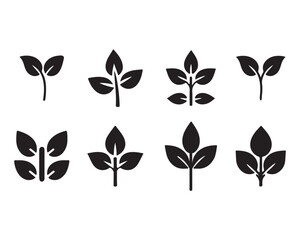 Fototapeta premium Green leaf icon set vector on white background