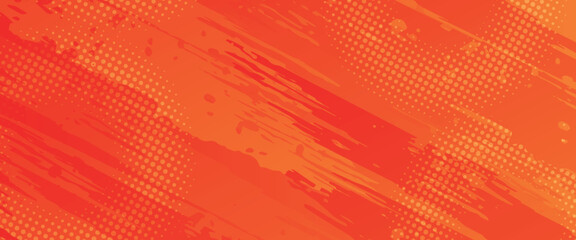 Abstract Sports Background with Orange and Red Gradient Brushstrokes and Halftone Effect