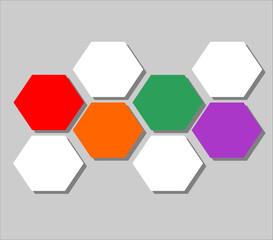 Fototapeta premium Colorful stacked box on hexagon shap of productivity infographic with four option infographics layout