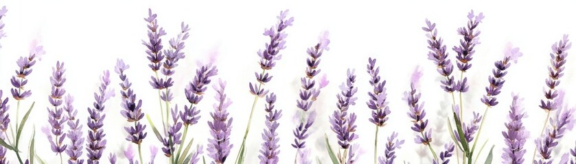 Obraz premium Soothing Lavender Sprigs Pattern in Soft Purple Hues for Seamless Background Design