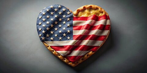 Obraz premium Veterans Day Food Poster - Heart Flag, Gray Background