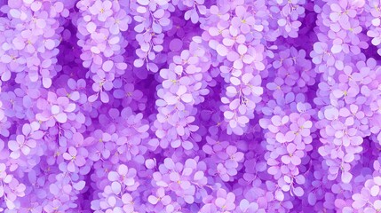 Fototapeta premium Cascading Wisteria Blooms in Purple Shades Creating a Seamless Pattern Ideal for Backgrounds and Textiles