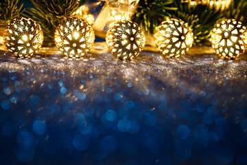 Colorful and Festive Holiday Lights and Decorations Featuring a Beautiful Bokeh Background