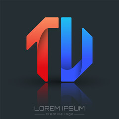Creative design of the letters T and U. A template for a corporate brand, logo, and business card. A recognizable element of the brand name. The idea of thematic creativity