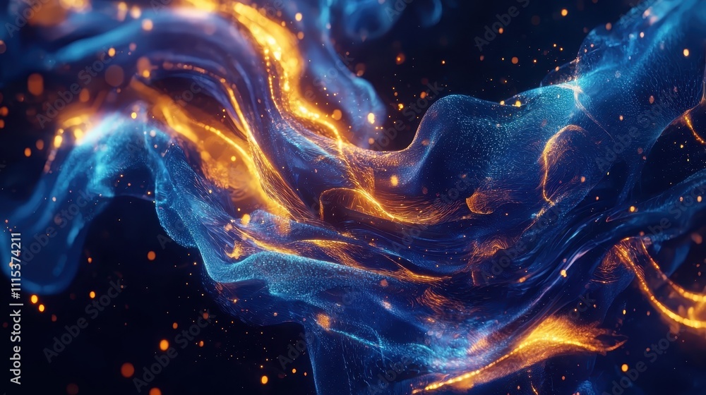 Poster visually striking 3d abstract artwork of flowing colors and light patterns