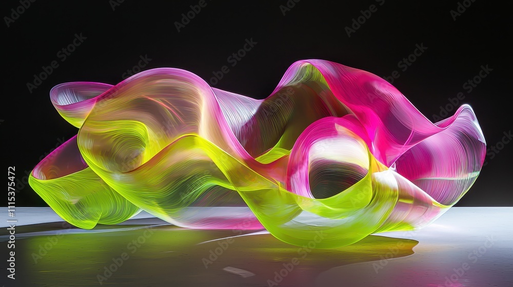 Poster abstract 3d artwork in vibrant colors with fluid shapes and striking visual elements