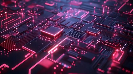 Fototapeta premium Digital circuit board design vector with abstract connecting lines, dot power button, and abstract technology background. 