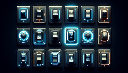 Futuristic Neon Switches and Buttons: A Visual Exploration
