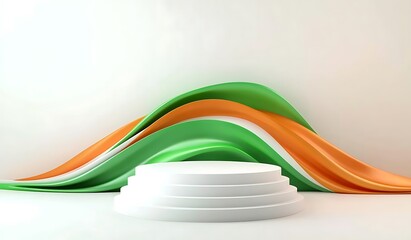 3D illustration of an empty podium with a flag, an Indian Republic Day theme