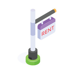 Hanging placard vector, roadboard in flat style