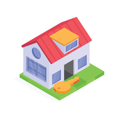Ready to use isometric icon of house key in modern style