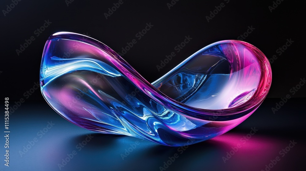 Poster elegant dynamic curves of transparent glossy material in stunning visual display