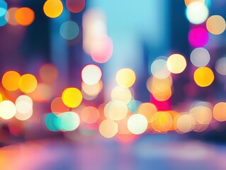 Obraz premium Bokeh lights dotting the cityscape blurred viewpoint of urban life colorful night environment