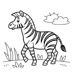 Obraz premium Cute Zebra cartoon animal and its doodle coloring character