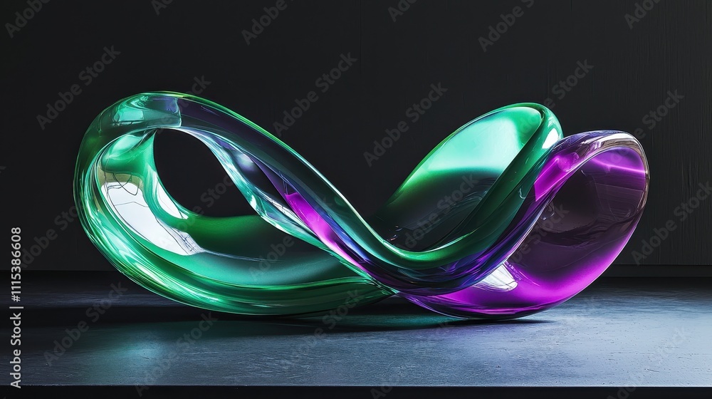 Poster dynamic transparent glossy curves in vibrant colors with modern artistic design