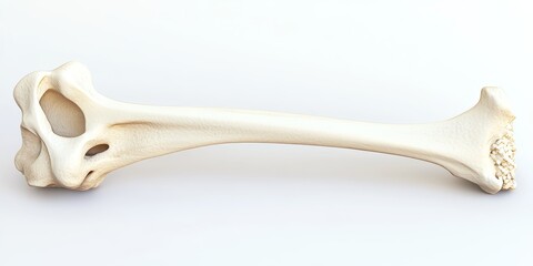 Isolated bone presented on a white background, showcasing the intricate details of the bone structure in a clean and clear manner, perfect for educational and illustrative purposes involving bone.