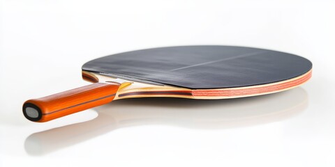 High quality photo of a table tennis racket isolated on a white background, showcasing the table tennis racket with clear reflection and vibrant details for an impressive visual appeal.