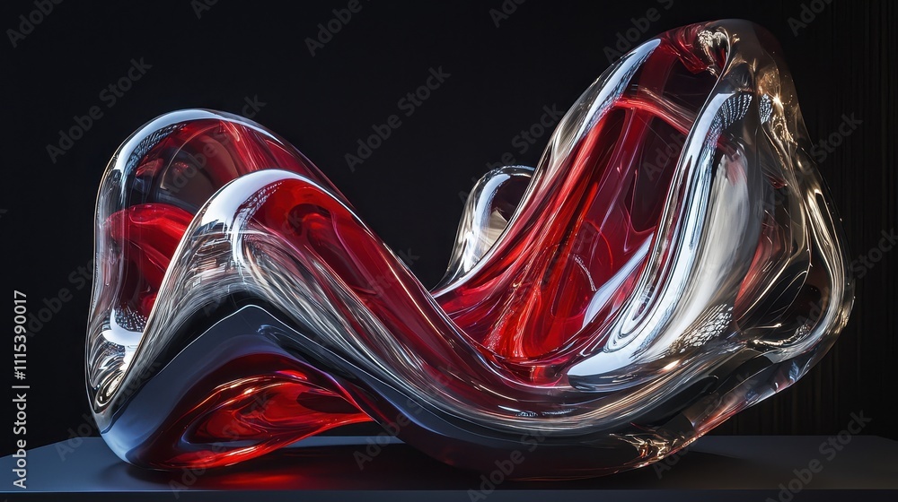 Poster Dynamic Transparent Glossy Material Design Featuring Wave and Curve Structure