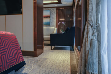 Luxurious ocean view or oceanview or outside balcony veranda cabin stateroom suite queen king...