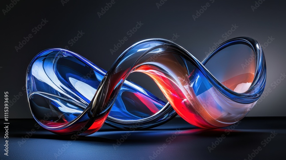 Aufkleber dynamic curves of transparent glossy material with vibrant colors and fluid shapes
