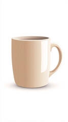 single beige coffee mug with a white background 3d illustration
