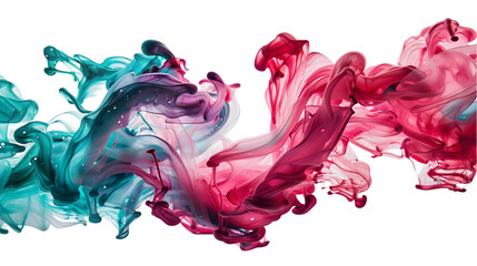 Pink, DarkRed, Green liquid colour mixed isolated on a transparent background