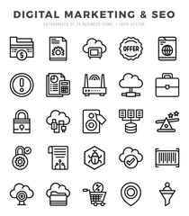 Digital Marketing & SEO Lineal icons. Vector Lineal illustration.