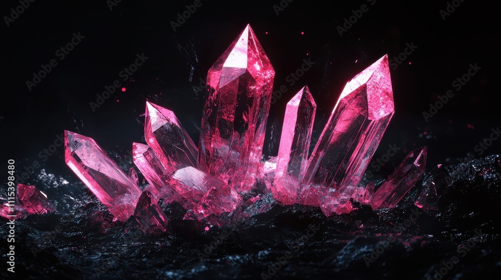 Aufkleber elegant floating crystalline shapes with sharp edges in dark background