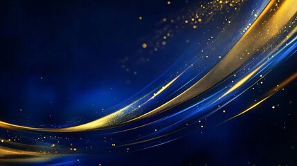 Obraz premium An abstract design featuring gold and blue gilded flowing streaks, set against a clean, minimalistic background. This elegant and dynamic composition captures the essence of modern commerce and busine