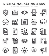 Digital Marketing & SEO icons set. Vector illustration.