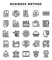 Fototapeta premium Business Method Lineal icons collection. 25 icon set. Vector illustration.