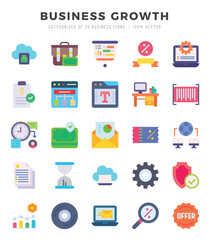 Business Growth Flat icons collection. Flat icons pack. Vector illustration