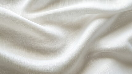 Obraz premium Smooth White Linen Fabric with Textured Details and Soft Lighting in Close-Up View