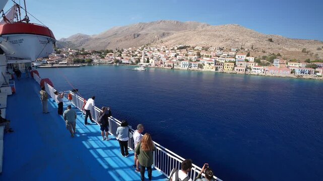 greek island coastline  from a ferry 
