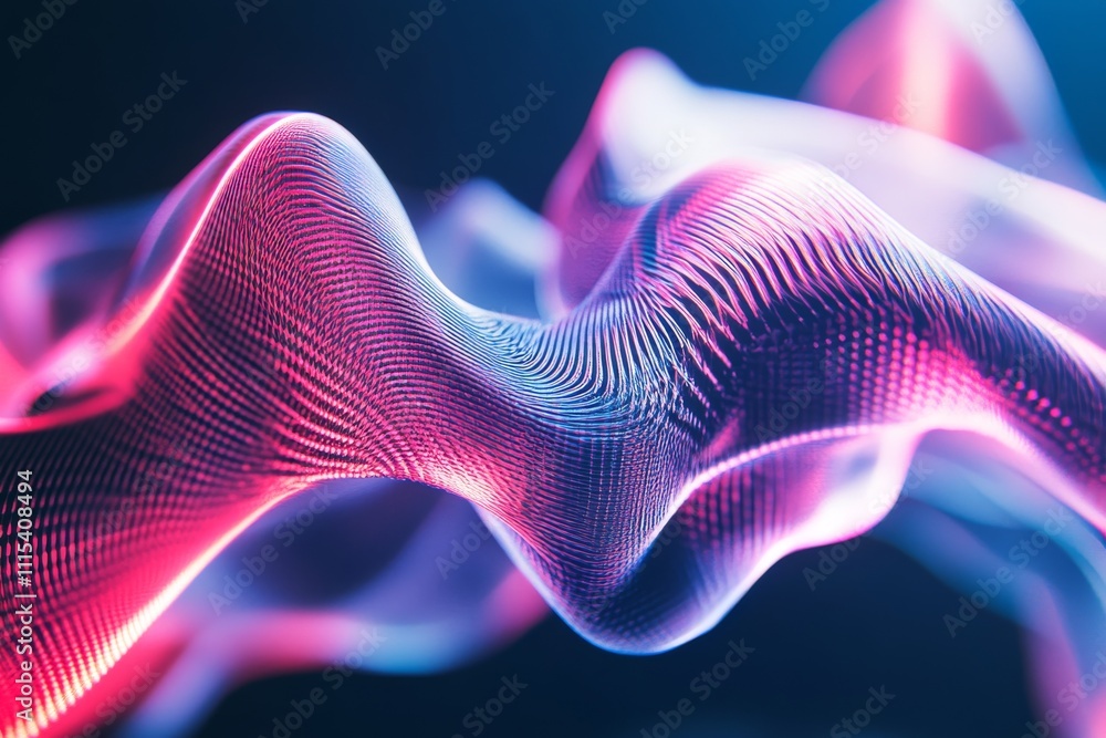 Aufkleber abstract wave patterns in vibrant pink and blue tones, creating a futuristic and dynamic atmosphere.