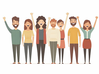 Fototapeta premium Flat Vector Team Celebrating Success with High Fives in Bright Office Environment