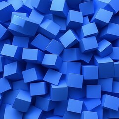 A vibrant collection of small, glossy blue cubes stacked together, creating a dynamic and engaging...