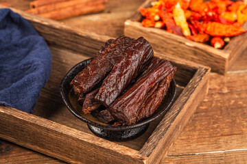 Dried beef jerky, beef strips